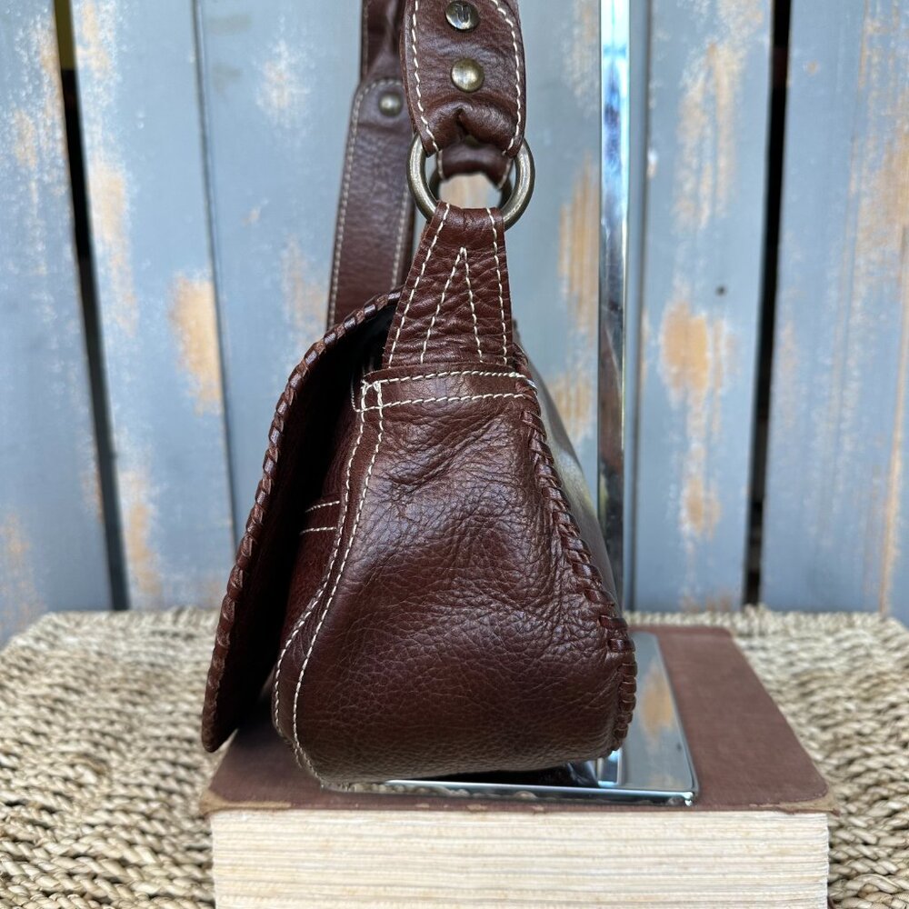 Frye Whipstitch Embellished Circular Flap Crossbody - Picture 3 of 15